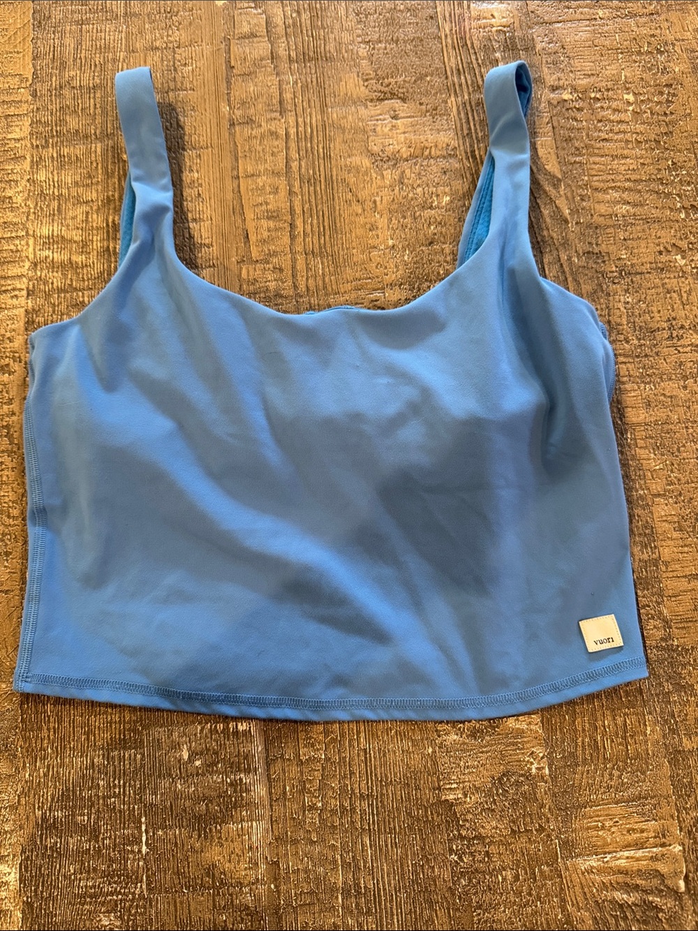Vuori Light Blue Square Neck Crop Tank